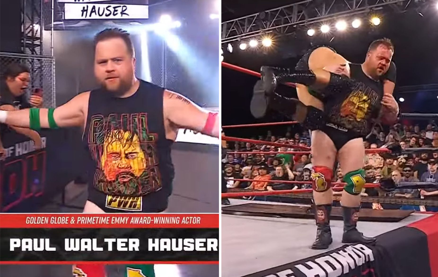 Emmy Winner Paul Walter Hauser Slammed Through Thumbtacks, Glass at Ring of Honor Debut